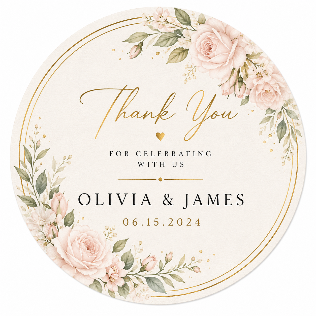 Elegant Wedding Thank You Circle Sticker