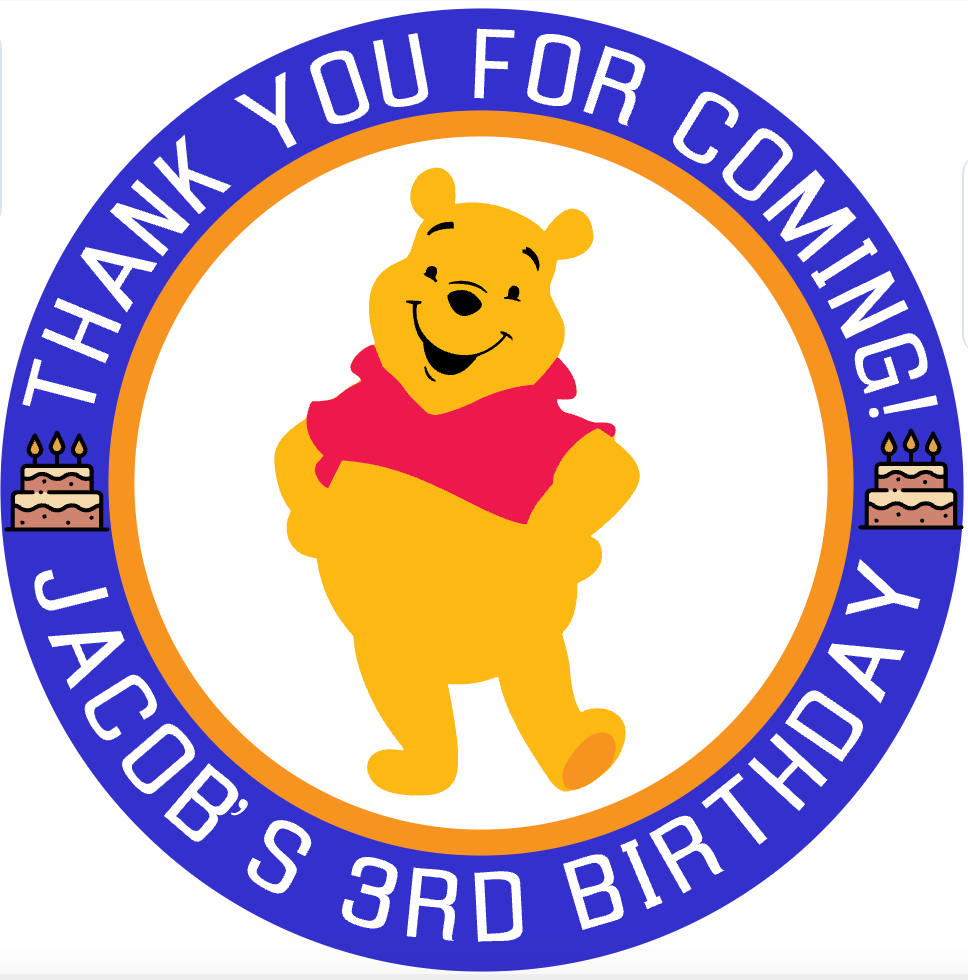 THANKS FOR COMING BDAY STICKER (CUSTOMIZABLE)