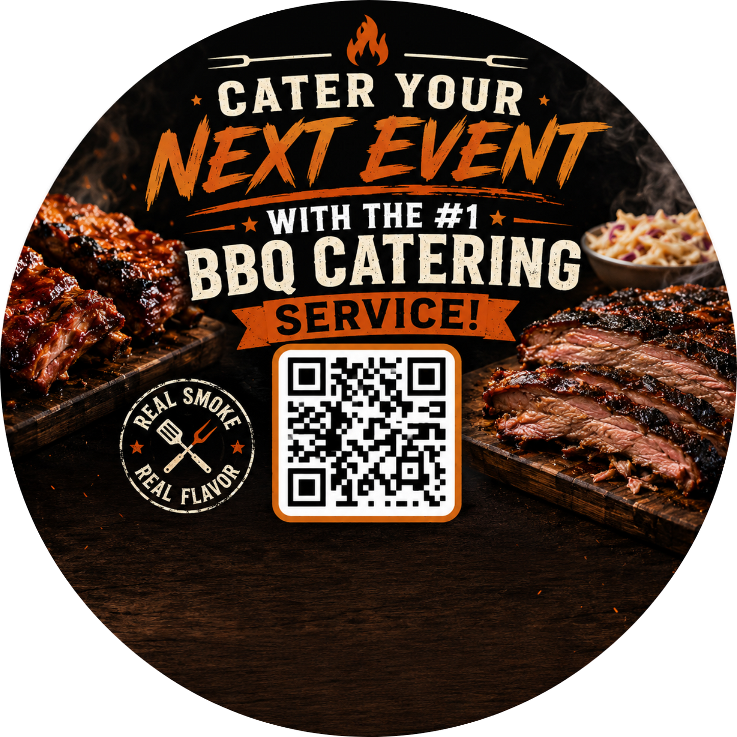 Customizable Template For BBQ Catering Booking QR Stickers