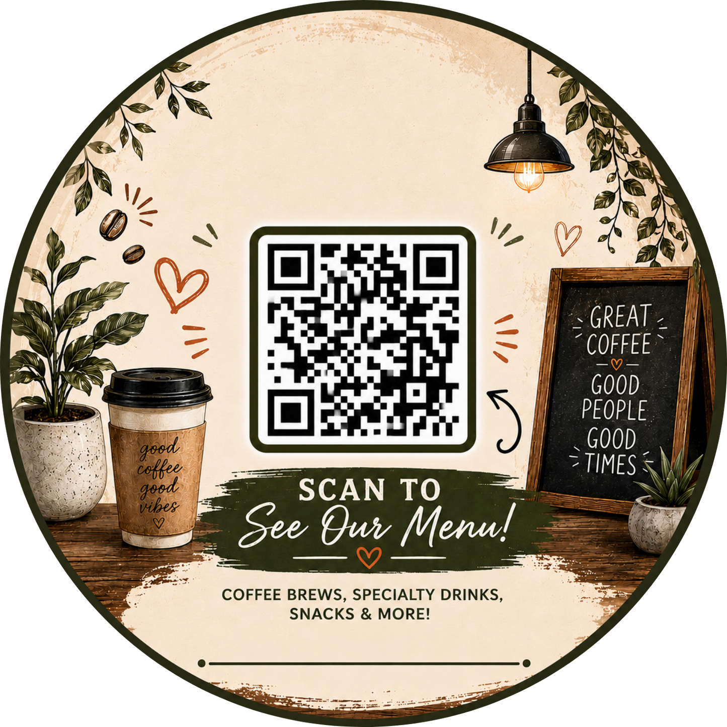 Customizable Template For Coffee Shop Menu Scan QR Sticker