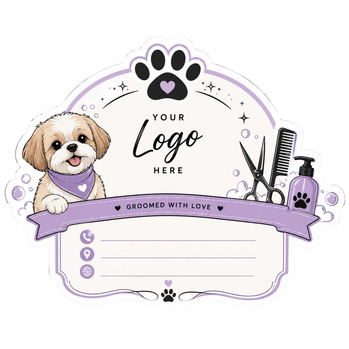 Customizable Template For Mobile Dog Grooming Business Sticker