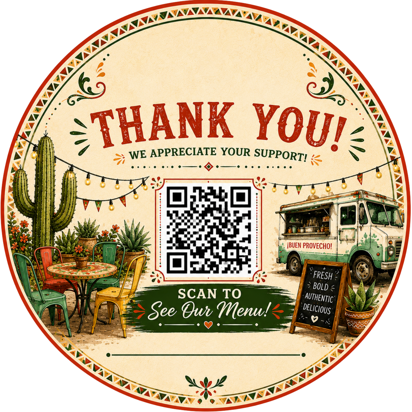 Customizable Template For Mexican Food Truck Thank You Sticker