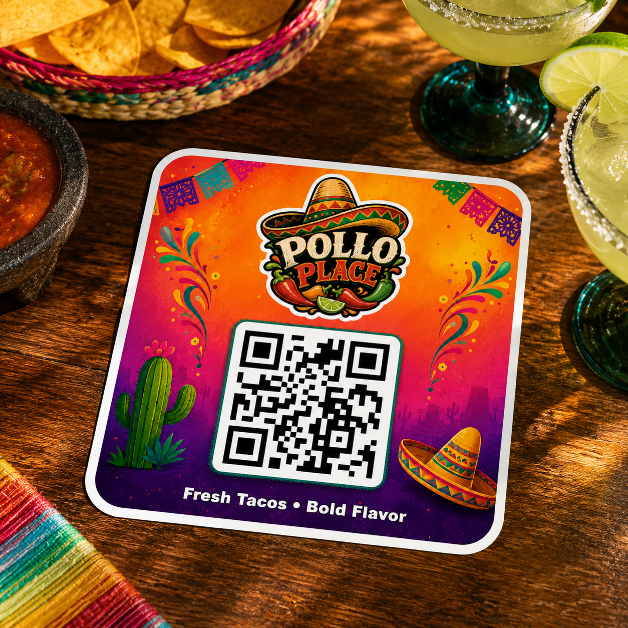 Menu Scan Sticker Template Mexican Restaurant