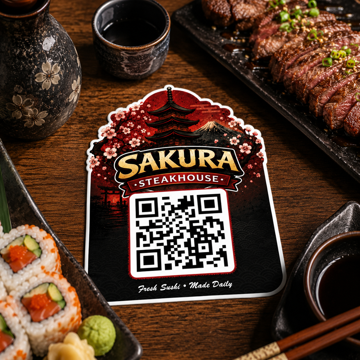 Menu Scan Sticker Template Japanese Restaurant