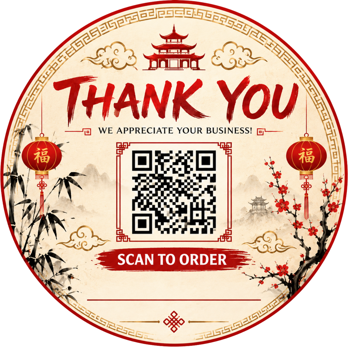 Customizable Template For Chinese Restaurant Thank You Sticker