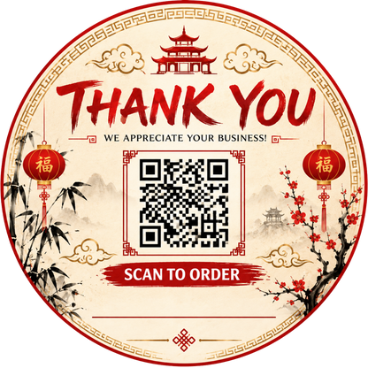Customizable Template For Chinese Restaurant Thank You Sticker