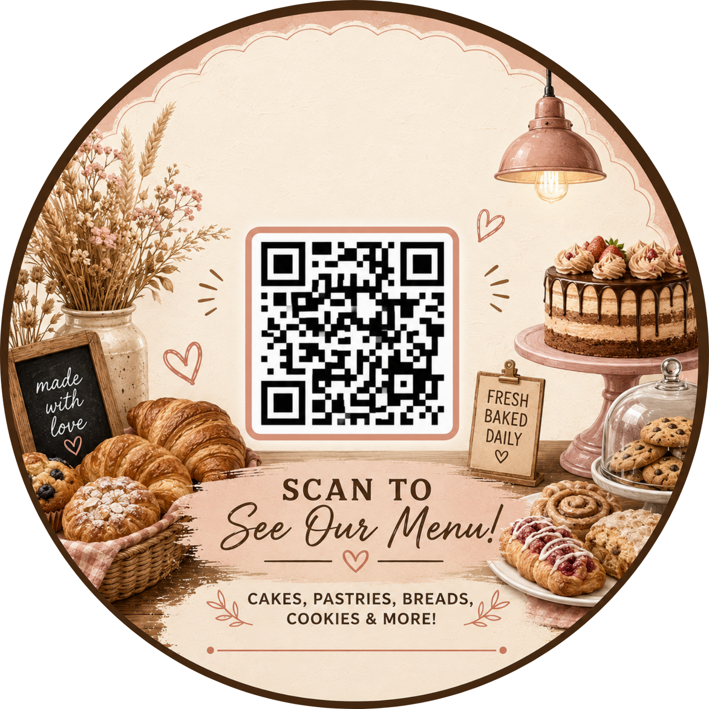 Customizable Template For Cafe & Bakery Menu Scan QR Sticker