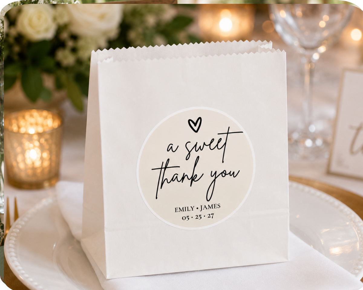 Customizable Template For Wedding Gift Bag Stickers
