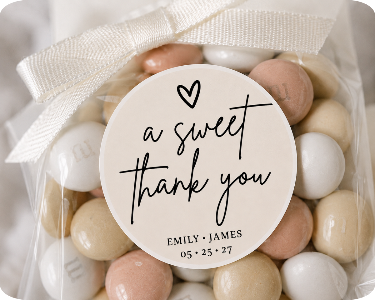 Customizable Template For Wedding Gift Bag Stickers