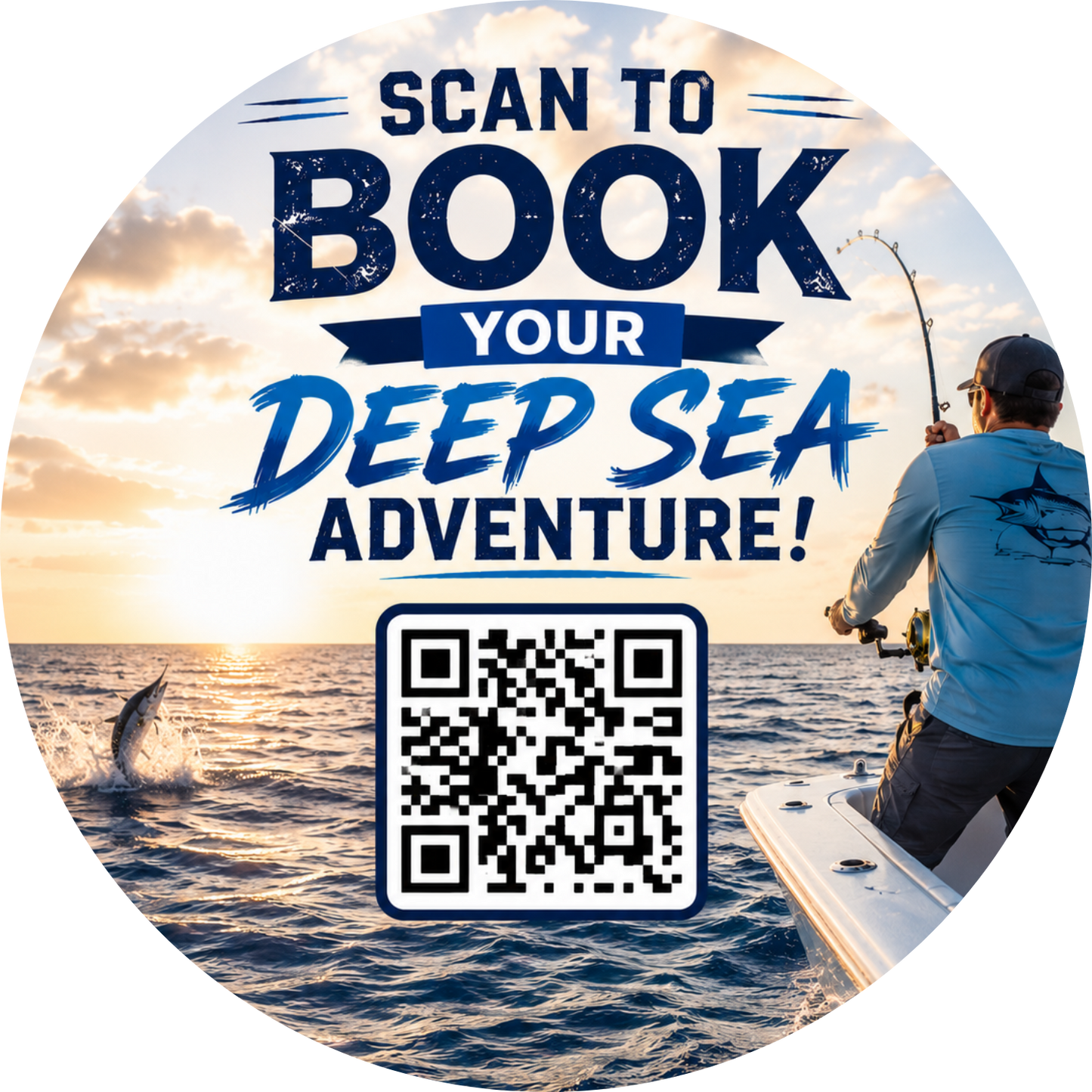 Customizable Template For Fishing Charter Booking QR Stickers