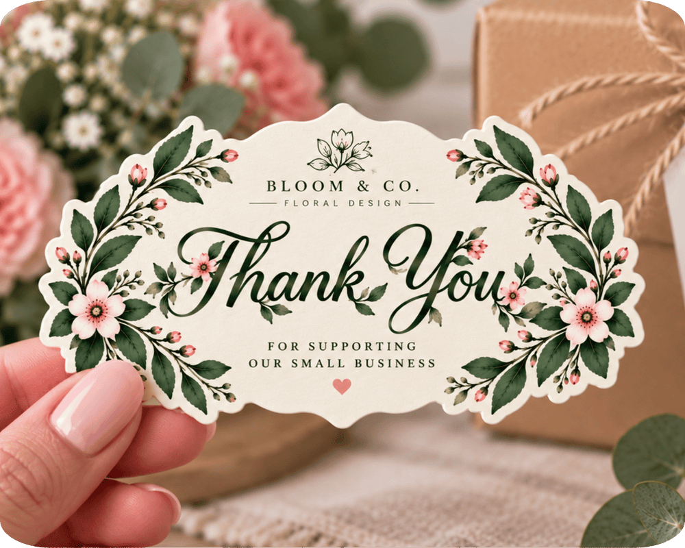 Custom Template For Floral Thank You Sticker
