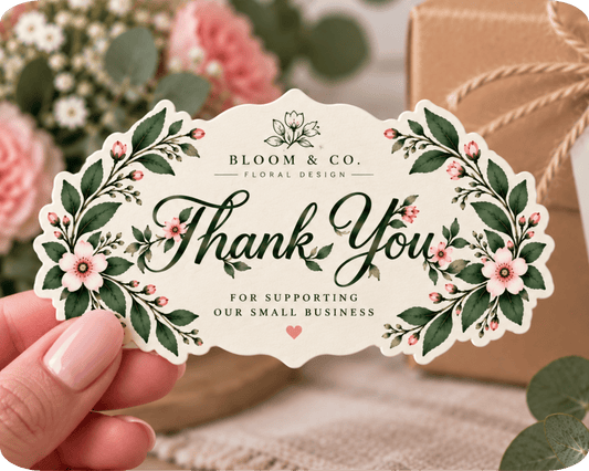 Custom Template For Floral Thank You Sticker