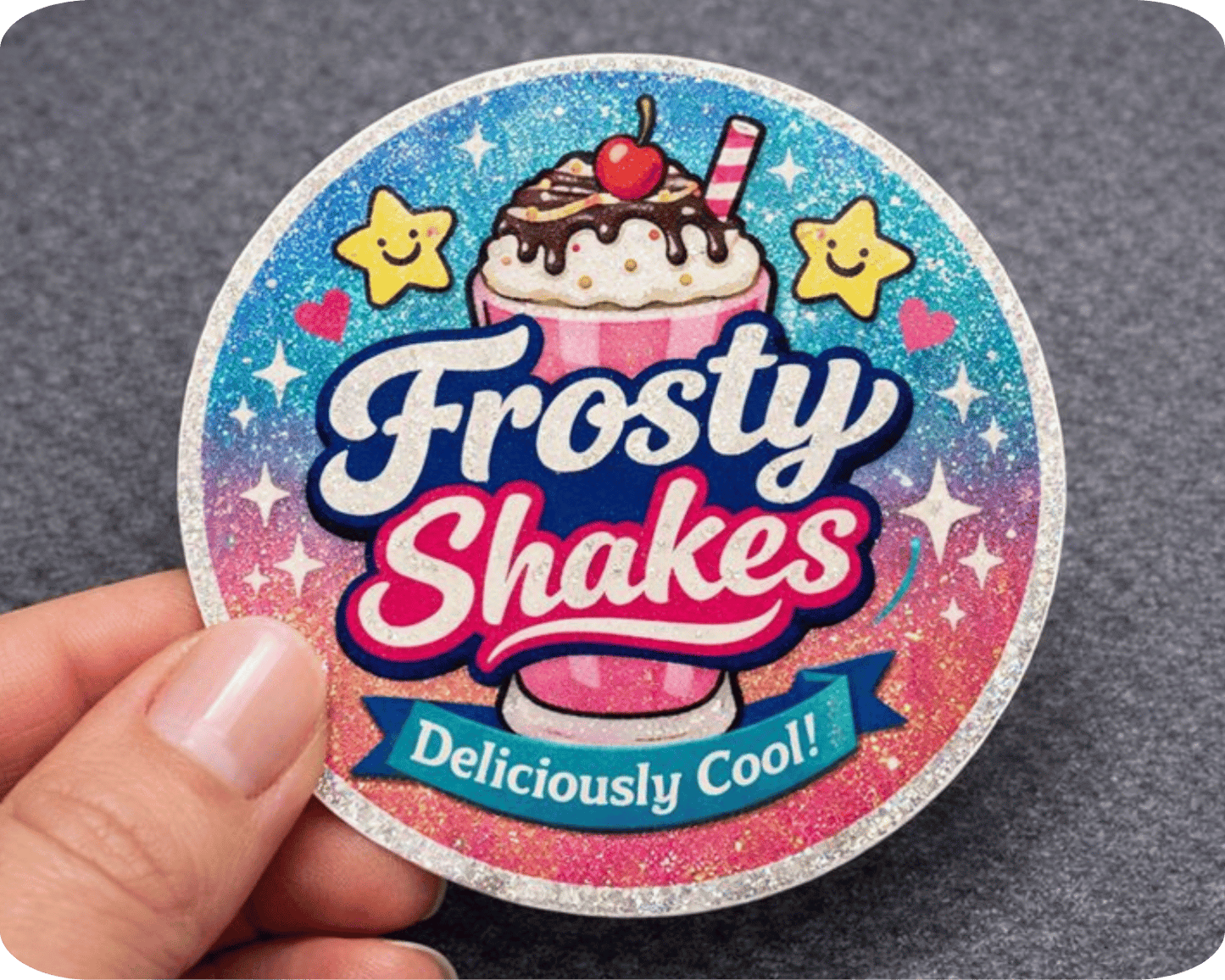 Custom Glitter Vinyl Circle Sticker