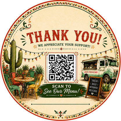 Customizable Template For Mexican Food Truck Thank You Sticker