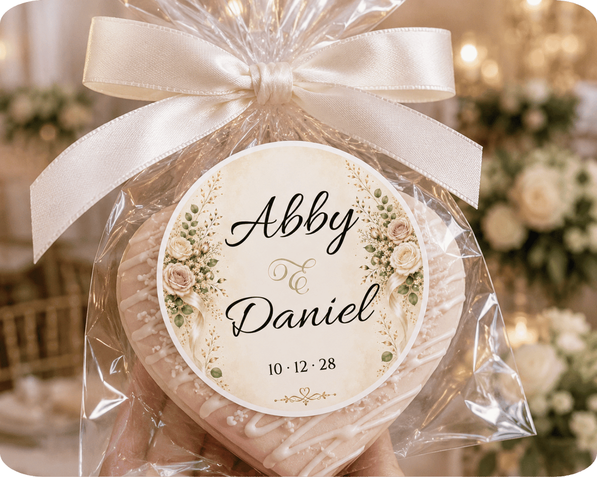 Customizable Template For Floral Wedding Stickers