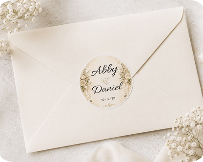 Customizable Template For Floral Wedding Stickers