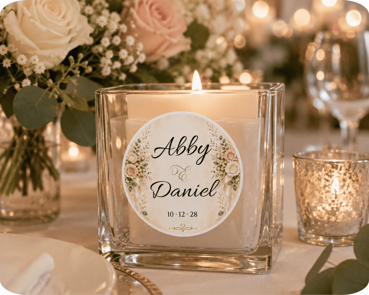 Customizable Template For Floral Wedding Stickers